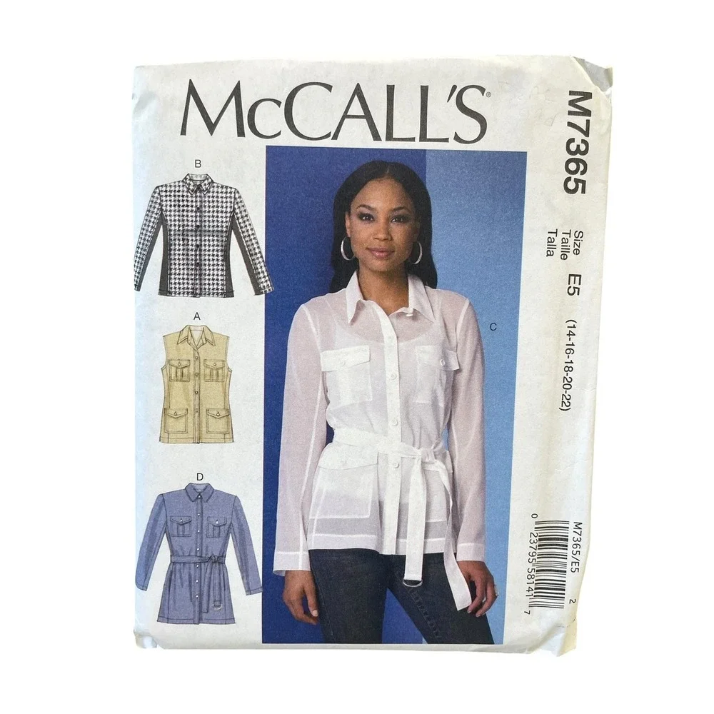 McCall's M7365 Misses' Vest Jackets & Belt E5 (14-16-18-20-22) Safari Utility